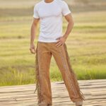 Handmade Suede Fringe Beaded Pants - Image 4