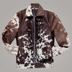 Natural Cowhide Leather Jacket With Hair On Hide Finish
