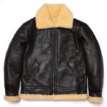 New Brown Shearling Sheepskin Flight Jacket Coat - Image 2