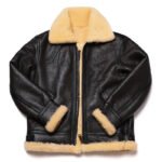 New Brown Shearling Sheepskin Flight Jacket Coat - Image 5