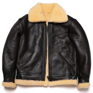 New Brown Shearling Sheepskin Flight Jacket Coat
