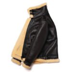 New Brown Shearling Sheepskin Flight Jacket Coat - Image 4
