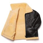 New Brown Shearling Sheepskin Flight Jacket Coat - Image 3