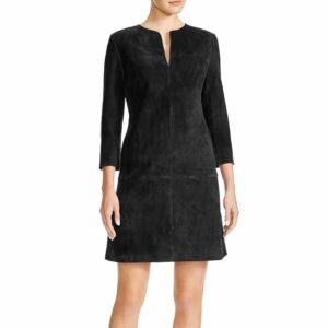 Nubuck Leather Mini Party Dress For Women