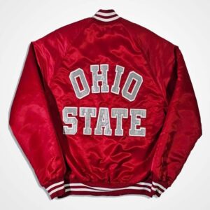 Ohio State Red 90s Vintage Satin Varsity Jacket for Men