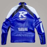 Men's Yamaha Blue Leather Motorcycle Racing Jacket with Protective Armor - Image 2