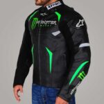 Men's Monster Energy Black Motorcycle Racing Jacket with Neon Green Detailing - Image 2