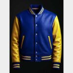 Blue and Yellow Leather Varsity Jacket - Image 2