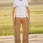 Handmade Suede Fringe Beaded Pants - Image 5