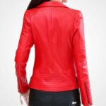 Red Sheepskin Moto Jacket for Women - Image 2