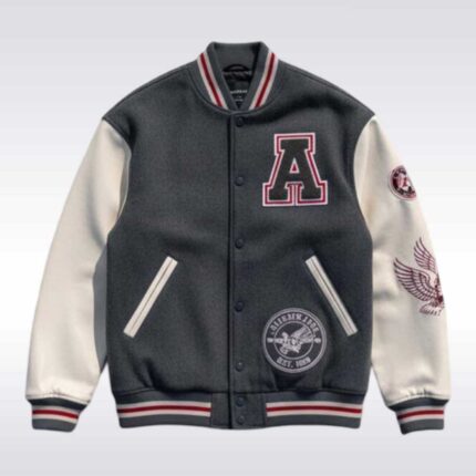 Relaxed Fit Varsity Jacket with Logo Appliqué Vintage Letterman Style
