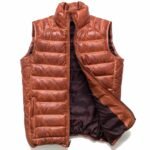 Men's Brown Sheepskin Leather Puffer Vest - Image 2