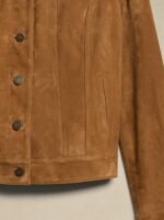 Women's Brown Suede Trucker Leather Jacket - Image 4