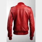 Women's Red Lambskin Leather Jacket - Image 3