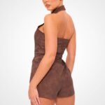 Women’s Suede Leather Halter Romper – Spring Summer 2025 - Image 2