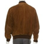 Stylish Brown Suede Leather Bomber Jacket for Men - Image 2