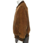 Stylish Brown Suede Leather Bomber Jacket for Men - Image 3