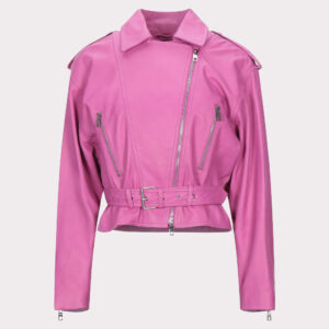 Stylish Pink Cropped Leather Jacket for Women