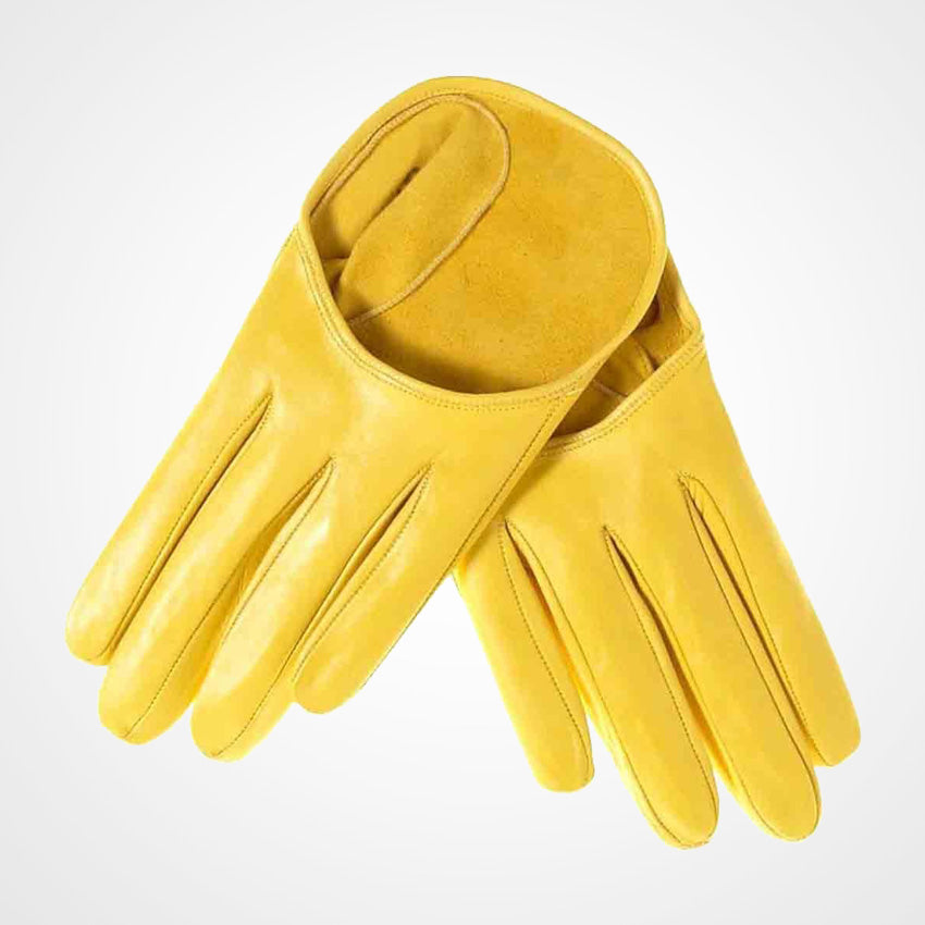 SunflowerBlissYellowLeatherGlovesforWomen Sunflower Bliss Yellow Leather Gloves for Women - Image 1