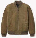Men’s Genuine Tan Suede Leather Bomber Biker Jacket - Slim Fit - Image 3