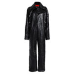 Textured Black Leather Elite Jumpsuit for Women - Image 3