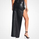 Women’s Genuine Leather Thigh-High Slit Skirt - Image 2