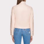 Trendy Powder Pink Women's Racer Leather Jacket - Image 2