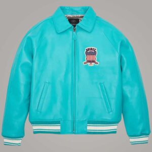 Turquoise Bomber Avirex Icon Leather Jacket