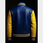 Blue and Yellow Leather Varsity Jacket - Image 3