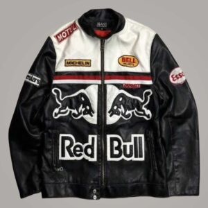 Unisex Vintage Red Bull Motorcycle Leather Jacket