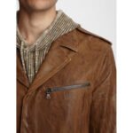 Vintage Leather Biker Jacket For Men - Image 4