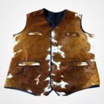 Vintage 80s Men's Cowhide Hair-On Leather Western Vest