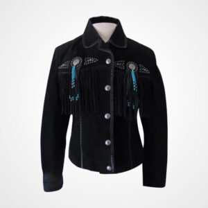 Vintage Scully Turquoise Fringed Cowgirl Leather Jacket