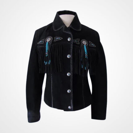 Vintage Scully Turquoise Fringed Cowgirl Leather Jacket
