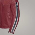 BMW Maroon Leather Cafe Racer Jacket - Image 3