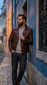 Black Lambskin Cafe Racer Leather Jacket photo review