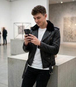 Genuine Black Biker Leather Jacket photo review