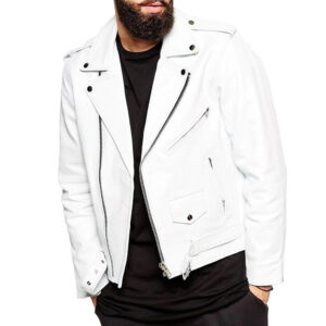 White American Heavy Biker Jacket
