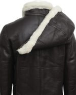 Women B3 Flight Black Aviator Shearling Leather Jacket with Hood - Image 4
