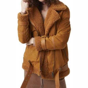 Women B3 RAF Aviator Shearling Suede Leather Jacket
