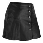 Women Bloom Leather Skirt Black - Image 2