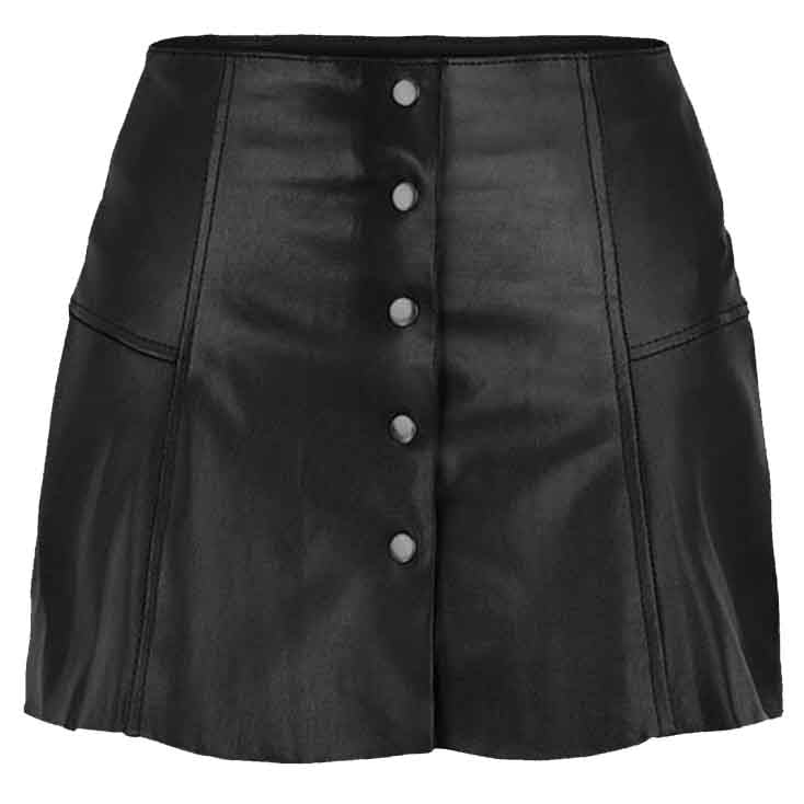 Women-Bloom-Leather-Skirt-Black Women Bloom Leather Skirt Black - Image 1