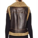 Women Brown B3 RAF Aviator Shearling Bomber Vest - Image 2