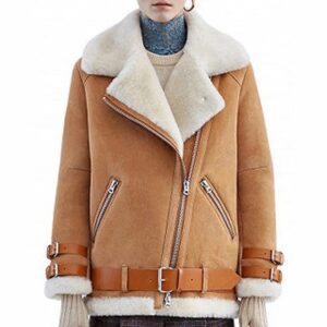 Women Brown RAF B3 Aviator Flight Pilot Shearling Leather Jacket