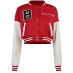 Women Cropped Varsity Baseball Jacket
