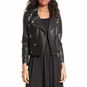 Women Slim Fit Black Leather Biker Jacket