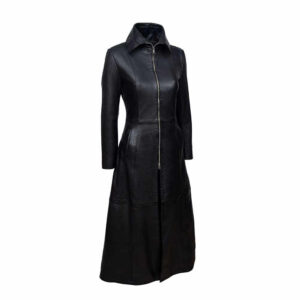 Women Vampire Genuine Black Leather Coat | Full Length Trench Coat