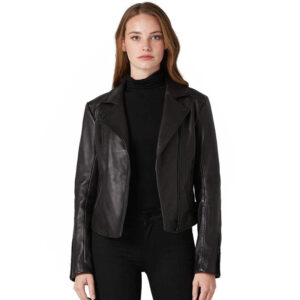 Women's Black Leather Biker Jacket