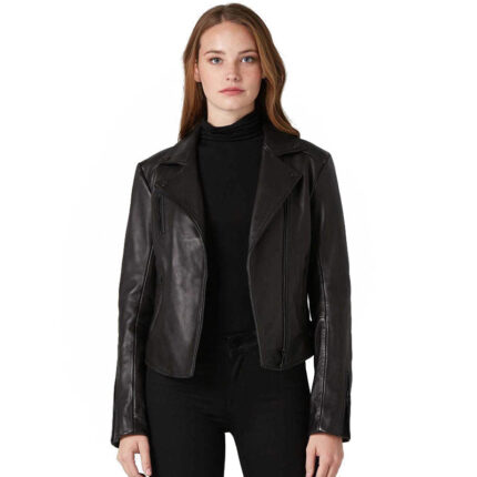 Women's Black Leather Biker Jacket