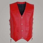 Women's Handmade Red Biker Leather Vest